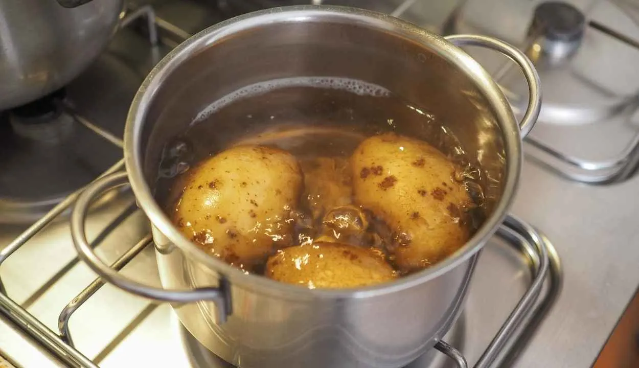 boiling potatoes in a pot